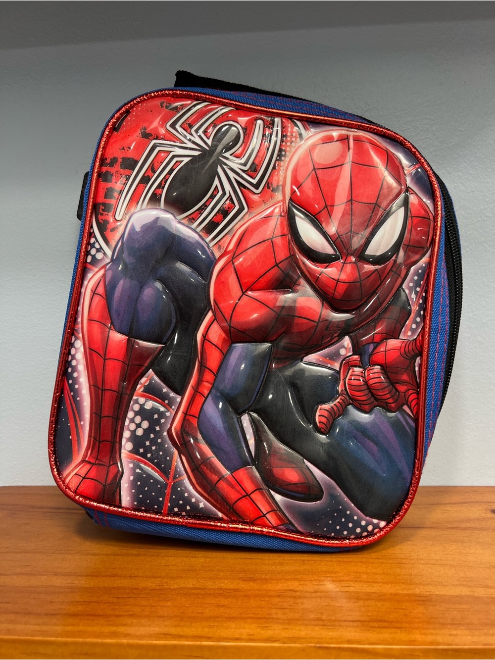 Marvel Spider Man Spiderman Blue Red Kids Insulated Zipper Lunch Bag Pre Loved